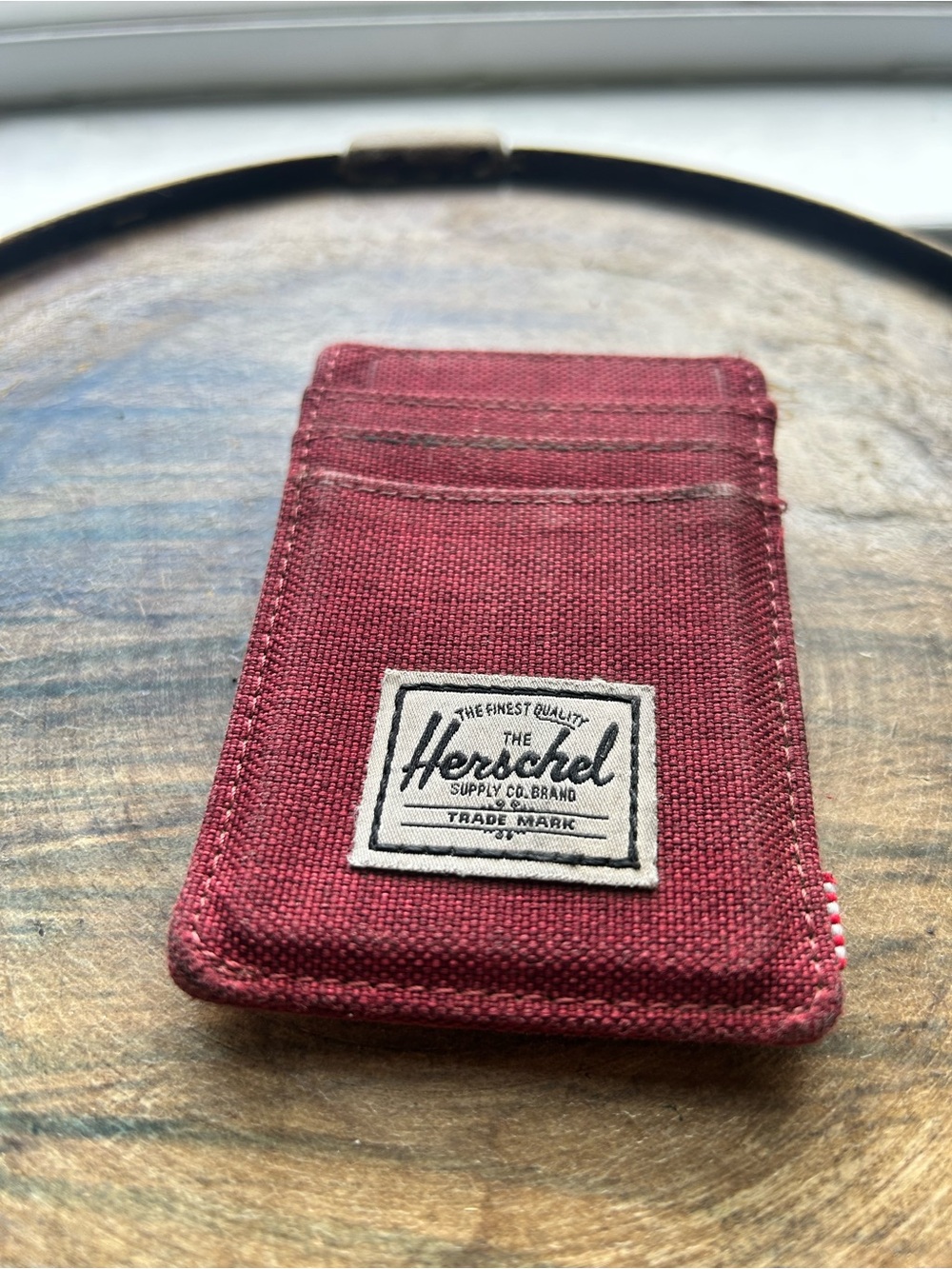 Herschel Supply Co. Red Canvas Money Clip Card Holder